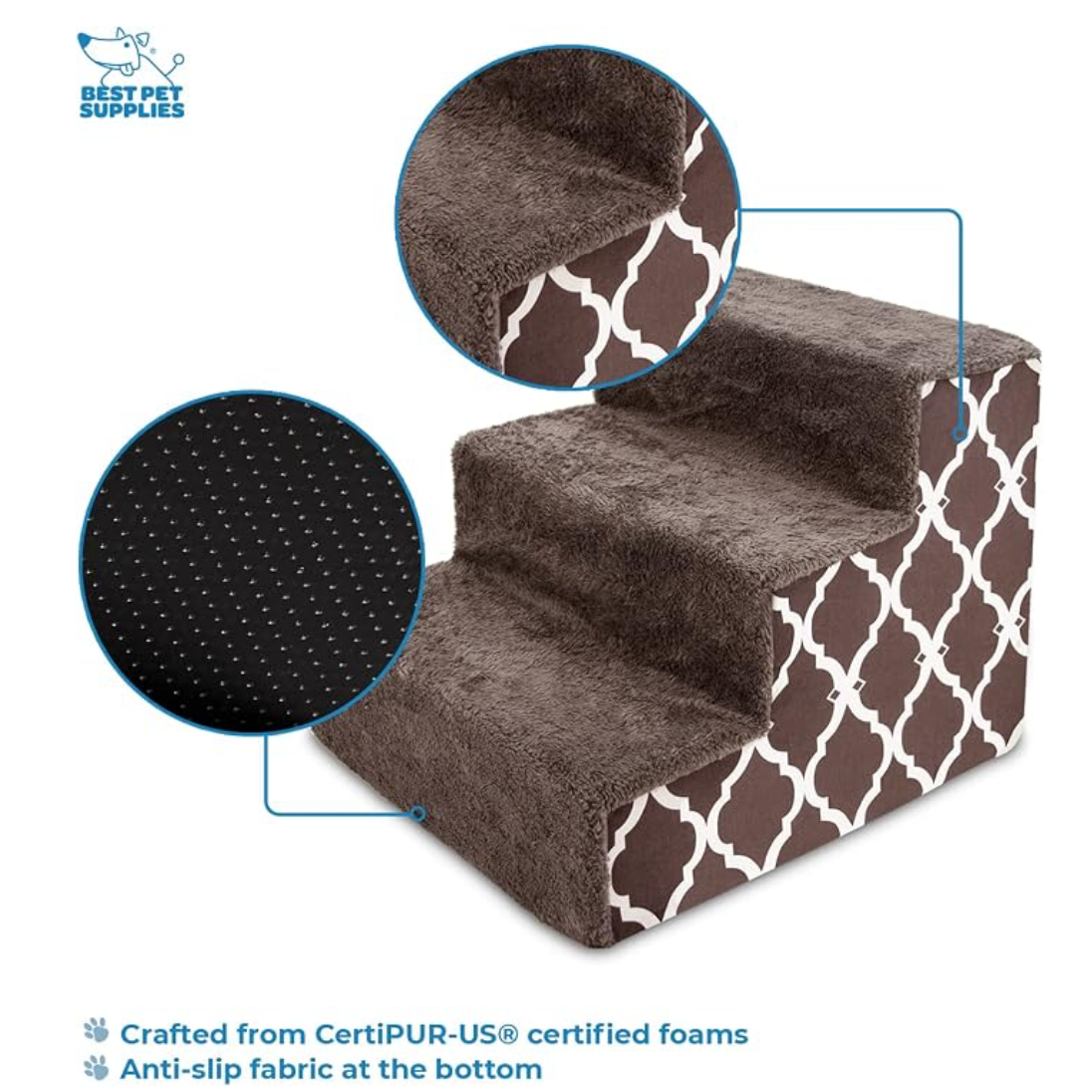 Foldable Pet Stairs – Soft Foam Steps for Small Dogs & Cats