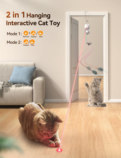 Interactive Cat Toys for Indoor Cats, 2 in 1 Automatic Laser Teaser Cat Toy, USB Rechargeable Self Play Toy for Cats and Kittens, White
