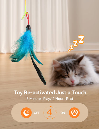 Interactive Cat Toys for Indoor Cats, 2 in 1 Automatic Laser Teaser Cat Toy, USB Rechargeable Self Play Toy for Cats and Kittens, White